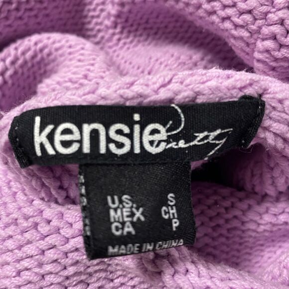 Kensie Pretty Lavender Cowl-neck Short Sleeve Cable Knit Sweater - Picture 4 of 6